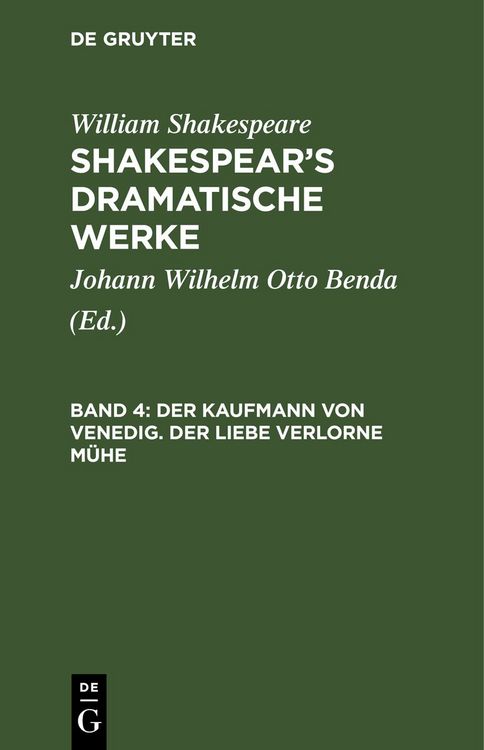 Produktbild: Der Kaufmann von Venedig. Der Liebe verlorne M&uuml;he