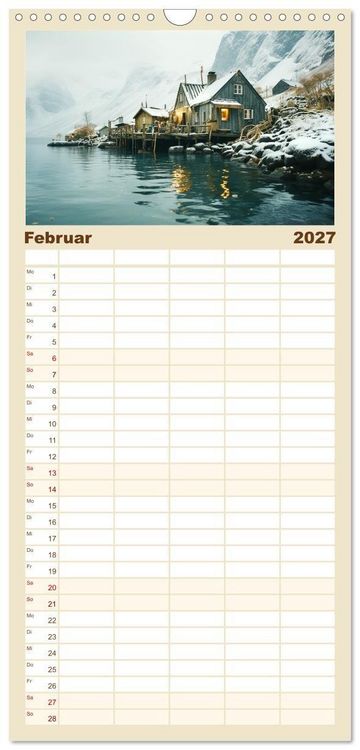 Produktbild: Familienplaner 2027 - Faszinierender Norden mit 5 Spalten (Wandkalender, 21 x 45 cm) CALVENDO