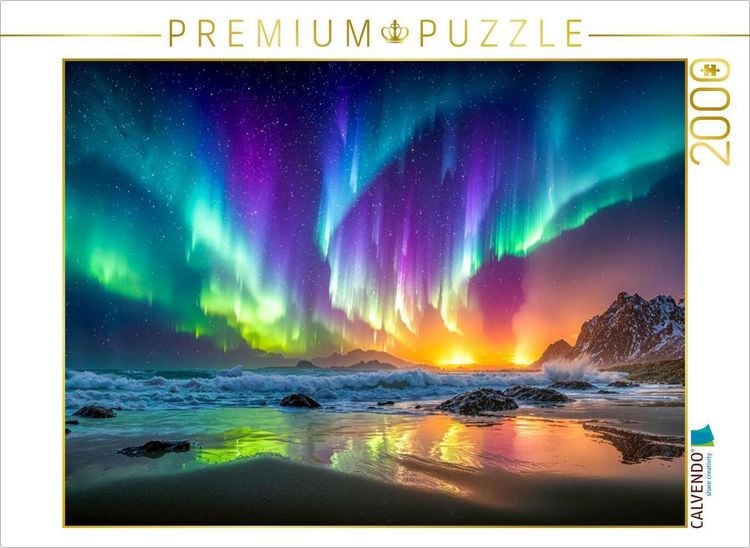 Produktbild: CALVENDO Puzzle T&auml;nzelnde Lichter &uuml;ber vereistem Meer | 2000 Teile Lege-Gr&ouml;&szlig;e 90x67cm Foto-Puzzle f&uuml;r gl&uuml;ckliche Stunden