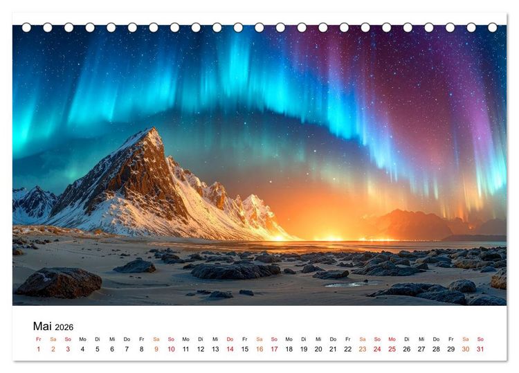 Produktbild: Aurora Borealis - Polarlicht Nordlicht (Tischkalender 2026 DIN A5 quer), CALVENDO Monatskalender