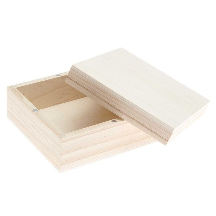 Produktbild: Holzbox quadratisch mit Magnetverschluss, 17 x 17 x 7 cm