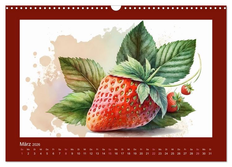 Produktbild: Fr&uuml;chte in Wasserfarben - Fruchtige KI-Kunst f&uuml;r das ganze Jahr (Wandkalender 2026 DIN A3 quer), CALVENDO Monatskalender