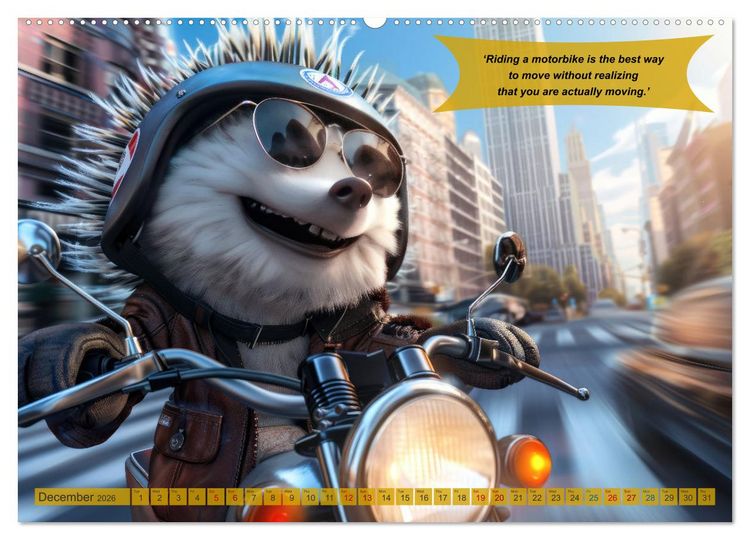 Produktbild: Funny animals as motorbike riders (Wall Calendar 2026 DIN A2 landscape), CALVENDO 12 Month Wall Calendar