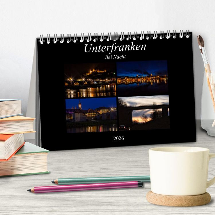 Produktbild: Unterfranken bei Nacht (Tischkalender 2026 DIN A5 quer), CALVENDO Monatskalender