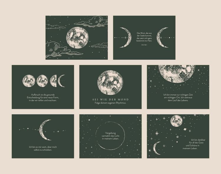 Produktbild: Sch&ouml;nes Postkarten Set "Sei wie der Mond"