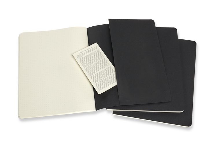 Produktbild: Moleskine Cahier XL, 3er Set, Punktraster, Kartoneinband, Schwarz