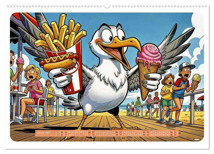 Produktbild: Gierige M&ouml;wen - Comic (hochwertiger Premium Wandkalender 2027 DIN A2 quer), Kunstdruck in Hochglanz