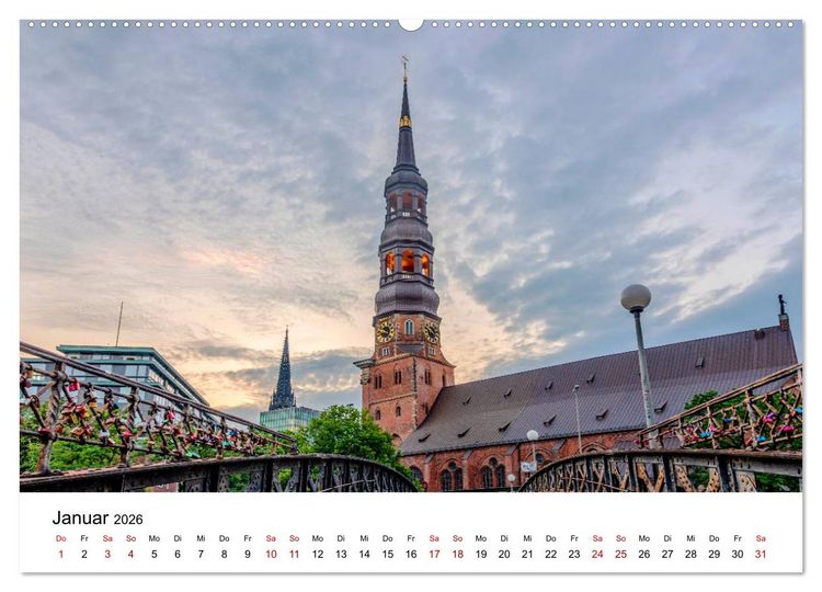 Produktbild: Die farbige Hafenstadt Hamburg (hochwertiger Premium Wandkalender 2026 DIN A2 quer), Kunstdruck in Hochglanz