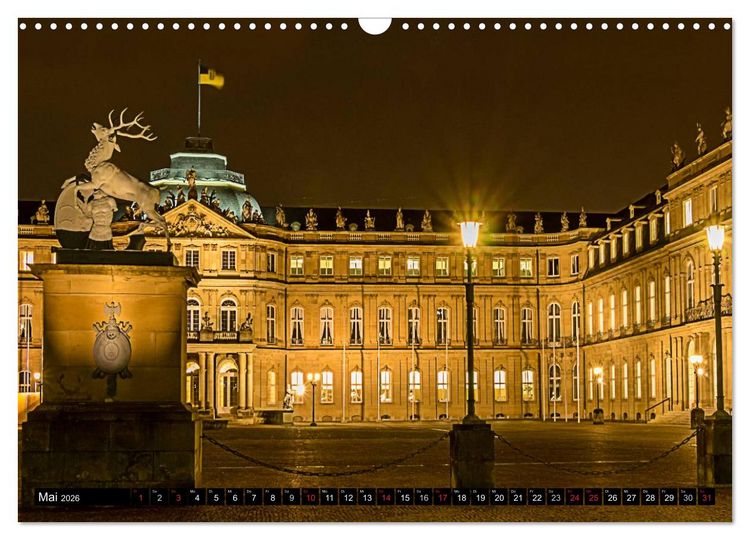 Produktbild: Stuttgart - Blue City Lights (Wandkalender 2026 DIN A3 quer), CALVENDO Monatskalender