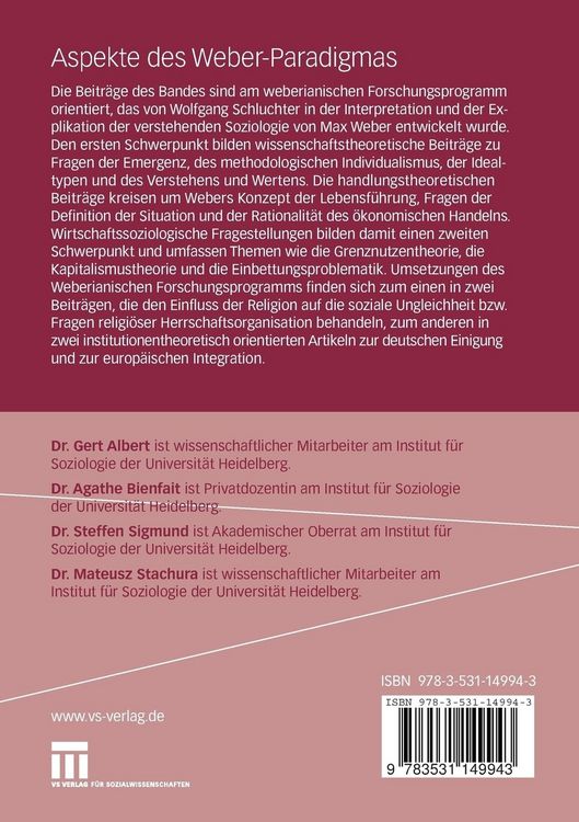 Produktbild: Aspekte des Weber-Paradigmas