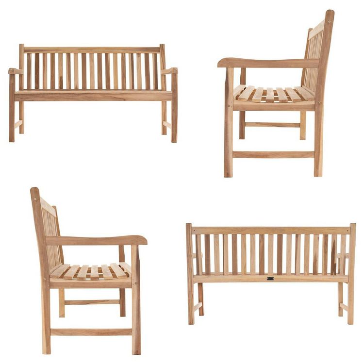 Produktbild: 3er Sitzbank Gartenbank Landhausstil Teak Holz