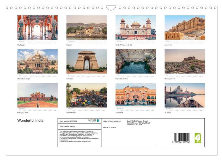 Produktbild: Wonderful India (Wall Calendar 2026 DIN A3 landscape), CALVENDO 12 Month Wall Calendar