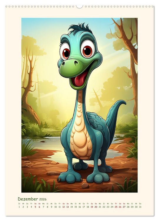 Produktbild: Happy Dinos (hochwertiger Premium Wandkalender 2026 DIN A2 hoch), Kunstdruck in Hochglanz