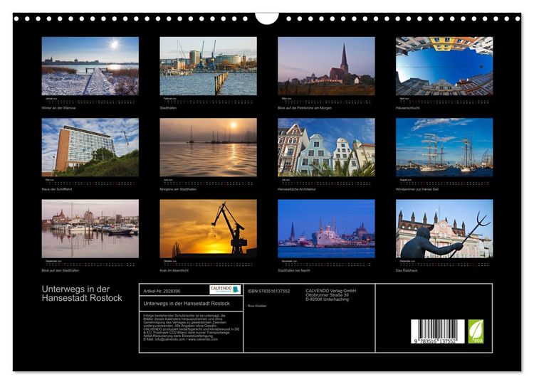 Produktbild: Unterwegs in der Hansestadt Rostock (Wandkalender 2026 DIN A3 quer), CALVENDO Monatskalender