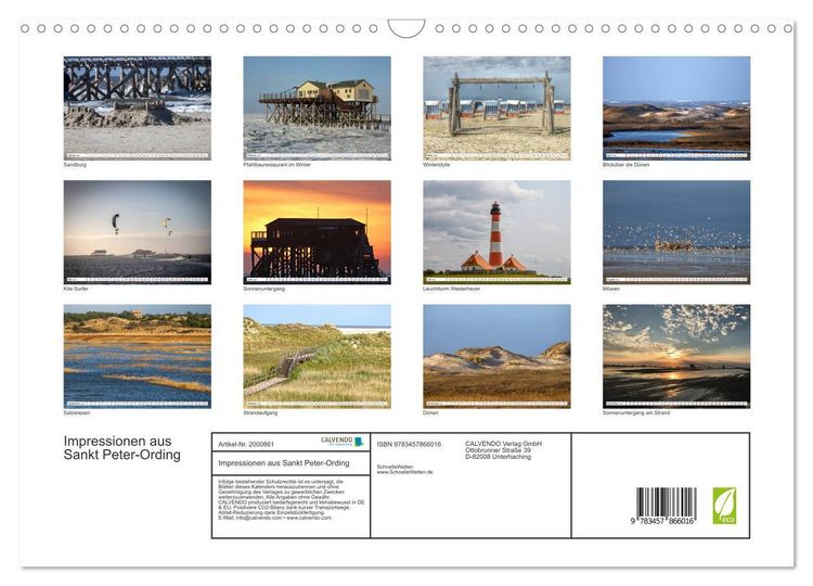 Produktbild: Impressionen aus Sankt Peter-Ording (Wandkalender 2026 DIN A3 quer), CALVENDO Monatskalender