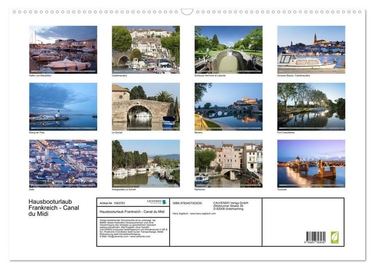 Produktbild: Hausbooturlaub Frankreich - Canal du Midi (Wandkalender 2026 DIN A2 quer), CALVENDO Monatskalender