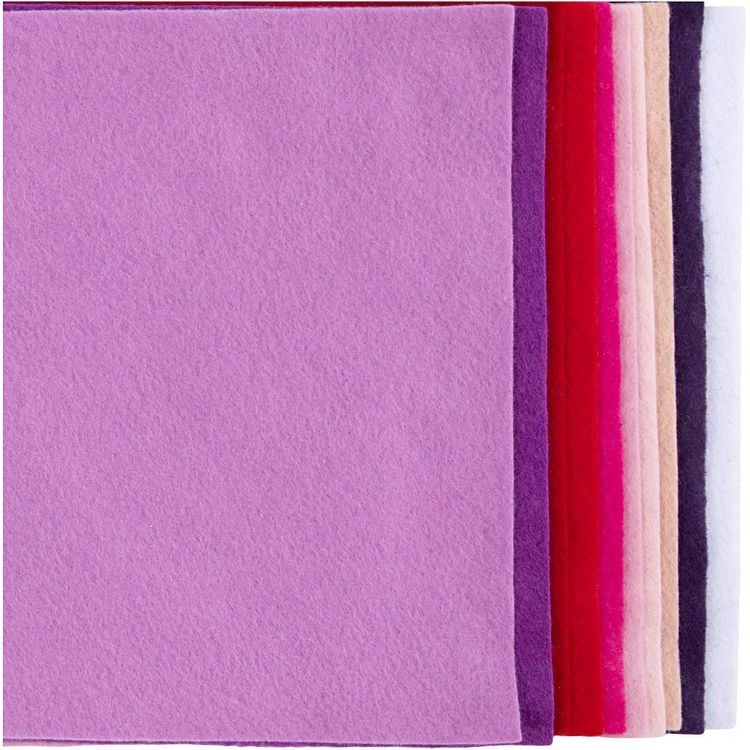 Produktbild: Creativ Company Bastelfilz, A4, Blatt 210x297 mm, Dicke 2 mm, Harmonie in Lila-Pink, 10 Stk