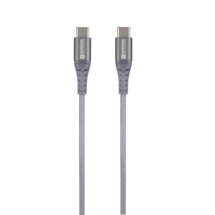Produktbild: Skross USB-Kabel USB 2.0 USB-C&reg; Stecker, USB-C&reg; Stecker 1.20 m Spacegrau Rund, Flexibel, Stoff-Ummantelung SKCA0017C-C120CN