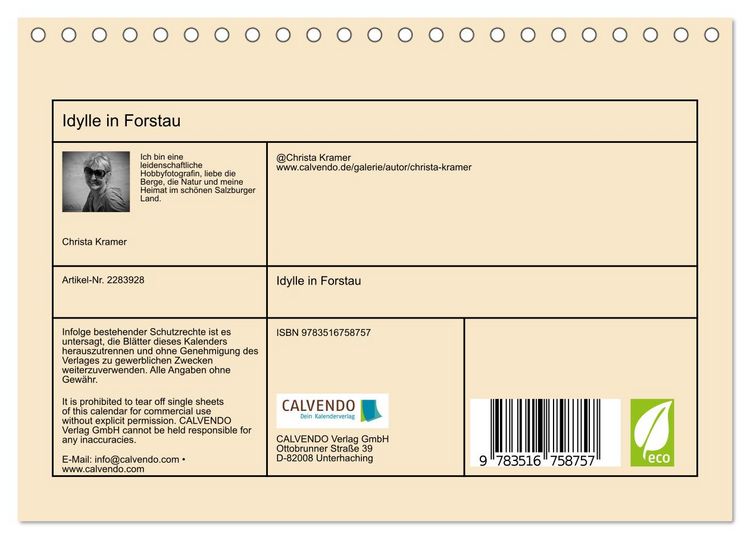 Produktbild: Idylle in Forstau (Tischkalender 2027 DIN A5 quer), CALVENDO Monatskalender