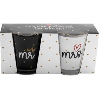 Produktbild: Schnapsglas-Set Motiv "Hochzeit Mr. & Mrs."
