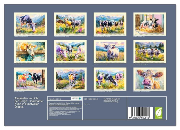 Produktbild: Almseelen im Licht der Berge. Charmante K&uuml;he in kunstvoller &Ouml;loptik (Wandkalender 2026 DIN A4 quer), CALVENDO Monatskalender