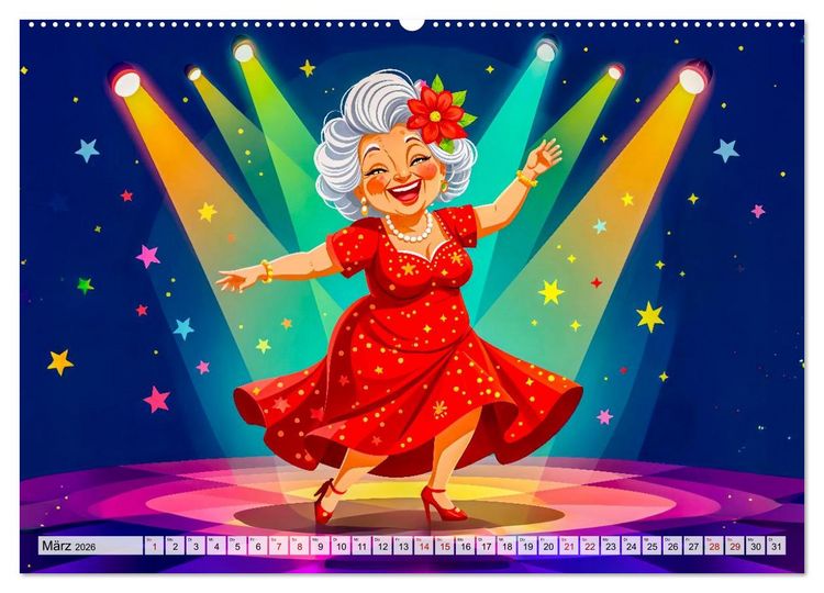 Produktbild: Oma rockt den Ruhestand - Lustiger Frauenkalender mit Humor (Wandkalender 2026 DIN A2 quer), CALVENDO Monatskalender