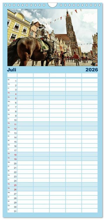 Produktbild: Familienplaner 2026 - Landshut bei Tag und Nacht mit 5 Spalten (Wandkalender, 21 x 45 cm) CALVENDO