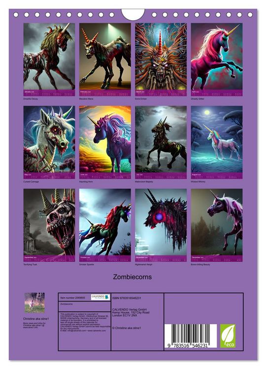 Produktbild: Zombiecorns (Wall Calendar 2026 DIN A4 portrait), CALVENDO 12 Month Wall Calendar