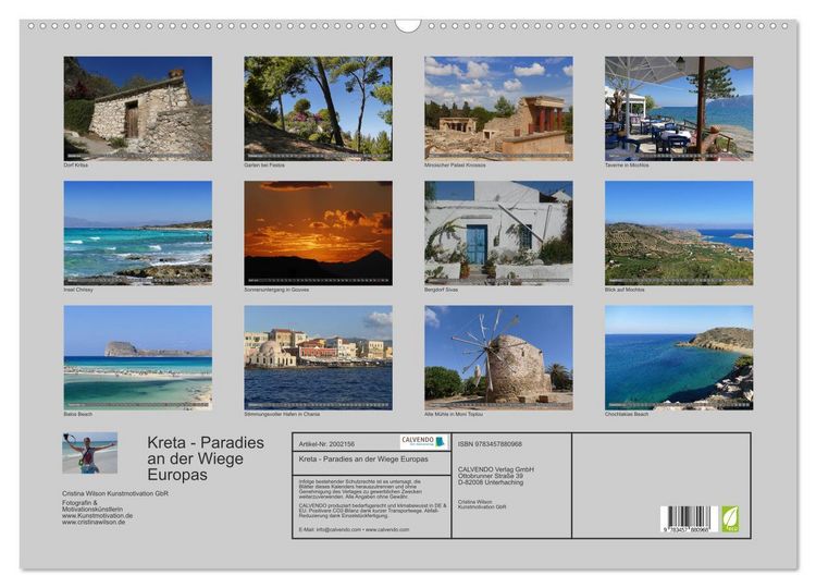 Produktbild: Kreta - Paradies an der Wiege Europas (Wandkalender 2026 DIN A2 quer), CALVENDO Monatskalender