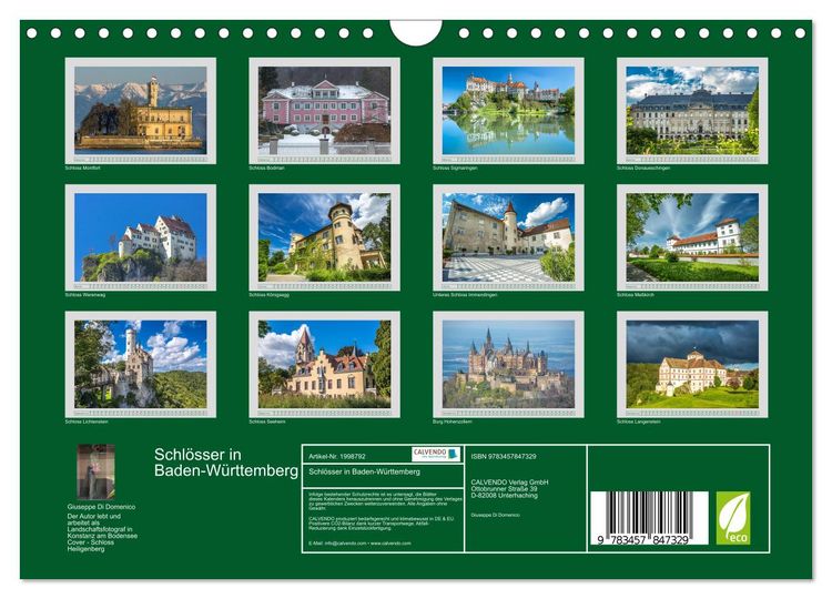 Produktbild: Schl&ouml;sser in Baden-W&uuml;rttemberg (Wandkalender 2026 DIN A4 quer), CALVENDO Monatskalender