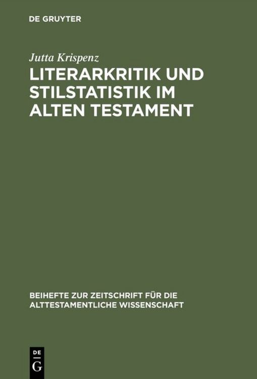 Produktbild: Literarkritik und Stilstatistik im Alten Testament