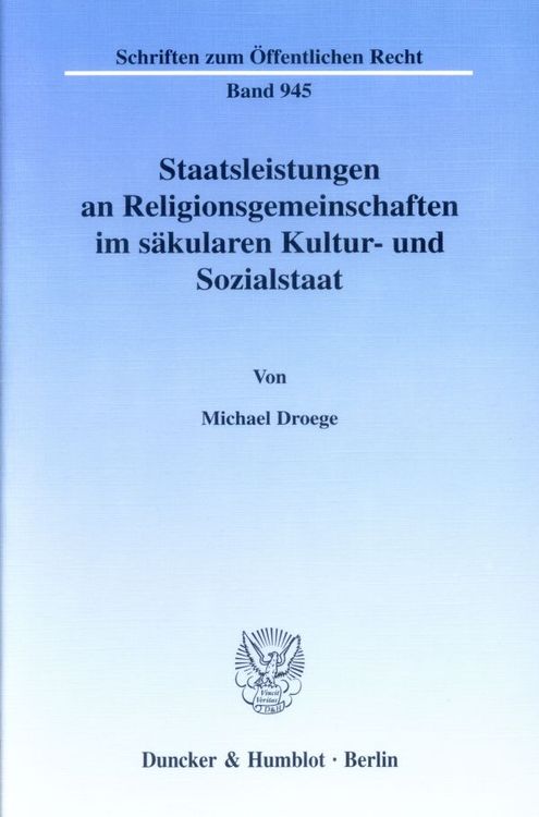 Produktbild: Staatsleistungen an Religionsgemeinschaften im s&auml;kularen Kultur- und Sozialstaat.