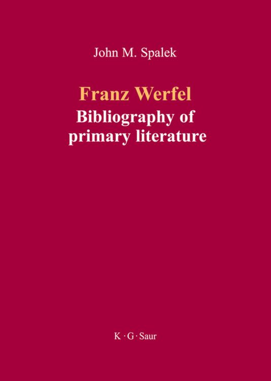 Produktbild: Franz Werfel: Bibliography of German Editions