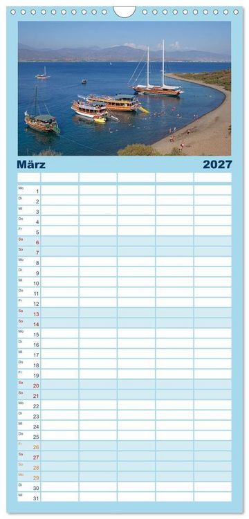 Produktbild: Familienplaner 2027 - Sommer an der T&uuml;rkischen &Auml;g&auml;is mit 5 Spalten (Wandkalender, 21 x 45 cm) CALVENDO
