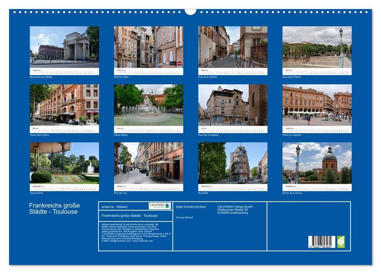 Produktbild: Frankreichs gro&szlig;e St&auml;dte - Toulouse (Wandkalender 2026 DIN A2 quer), CALVENDO Monatskalender