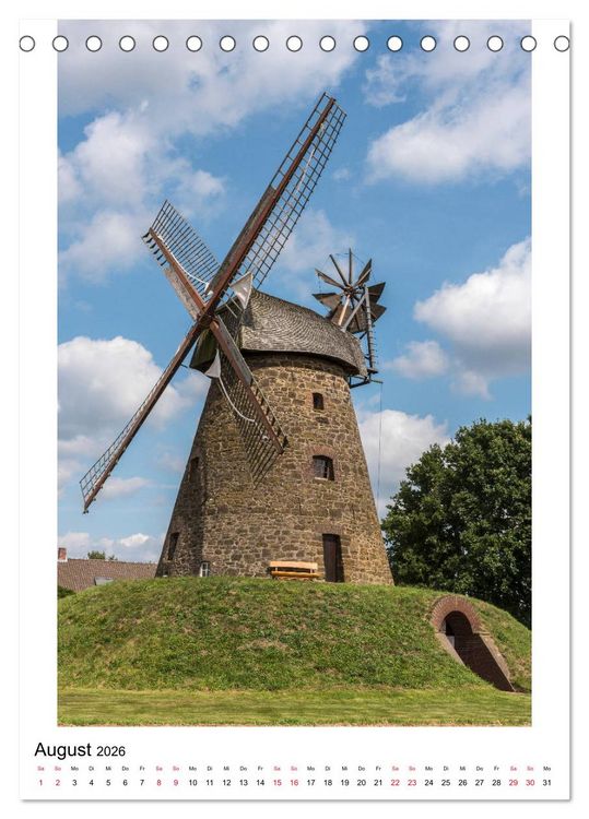 Produktbild: Historische Windm&uuml;hlen in Minden-L&uuml;bbecke (Tischkalender 2026 DIN A5 hoch), CALVENDO Monatskalender