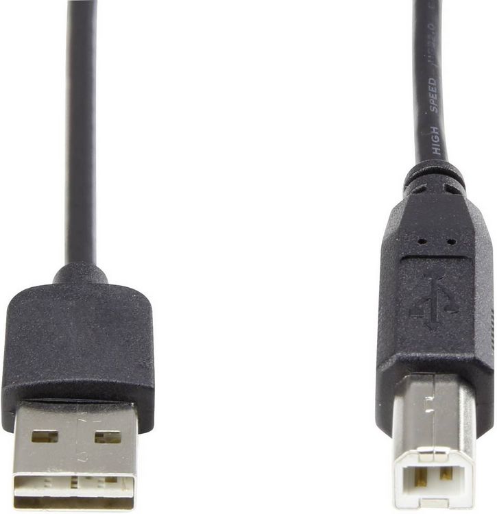 Produktbild: Renkforce USB-Kabel USB 2.0 USB-A Stecker, USB-B Stecker 1.80 m Schwarz beidseitig verwendbarer Stecker, vergoldete Steckkontakte RF-4078644