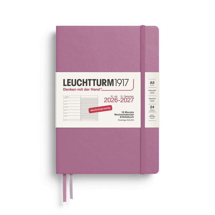 Produktbild: Wochenkalender & Notizbuch Medium (A5) 2027, 18 Monate, Dusty Rose, Deutsch