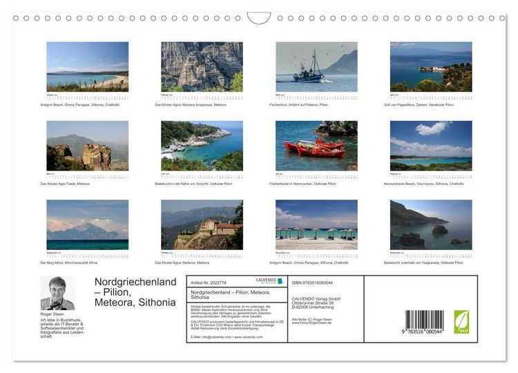 Produktbild: Nordgriechenland &ndash; Pilion, Meteora, Sithonia (Wandkalender 2026 DIN A3 quer), CALVENDO Monatskalender