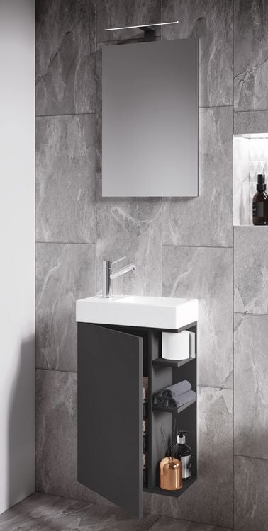 Produktbild: 2-tlg G&auml;ste WC Badm&ouml;bel Waschtisch Lumia Spiegel