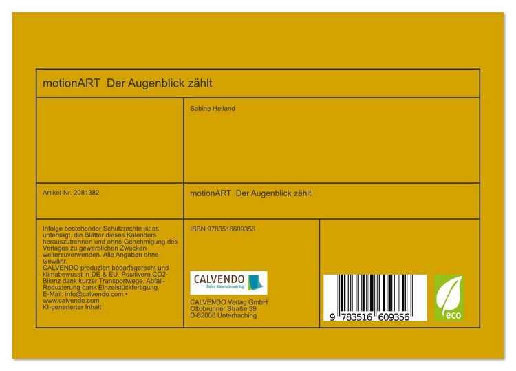 Produktbild: motionART Der Augenblick z&auml;hlt (Tischkalender 2026 DIN A5 quer), CALVENDO Monatskalender