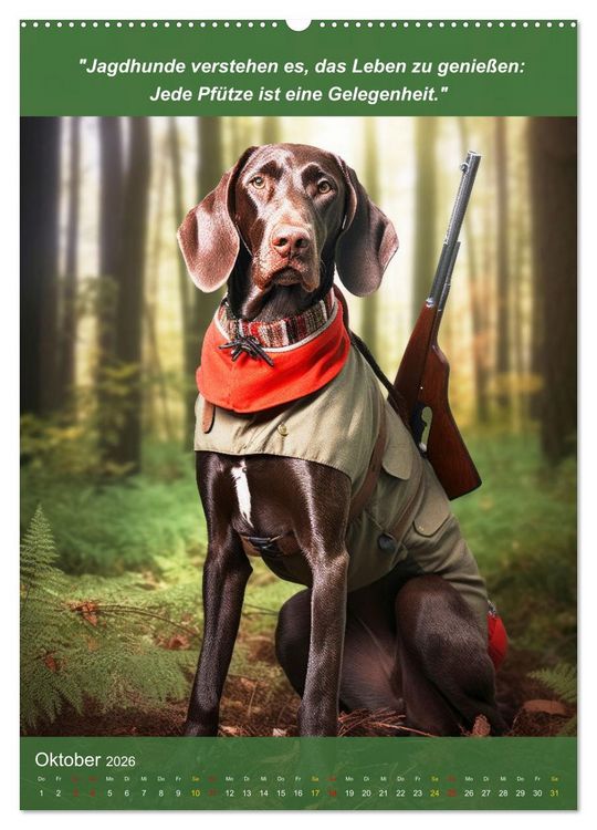 Produktbild: Lustige Jagdhunde mit J&auml;gerlatein (hochwertiger Premium Wandkalender 2026 DIN A2 hoch), Kunstdruck in Hochglanz
