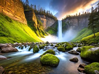Produktbild: CALVENDO Puzzle Wasserfallfluss - Verborgenes Hochland | 1000 Teile Lege-Gr&ouml;&szlig;e 64x48cm Foto-Puzzle f&uuml;r gl&uuml;ckliche Stunden