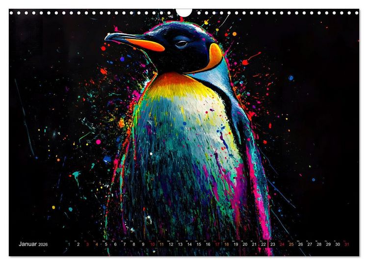 Produktbild: PINGUINE - modern Art (Wandkalender 2026 DIN A3 quer), CALVENDO Monatskalender