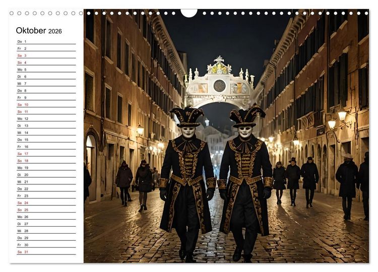 Produktbild: M&auml;rchenhafte Maskerade KI - Karnevalserlebnis in Venedig (Wandkalender 2026 DIN A3 quer), CALVENDO Monatskalender