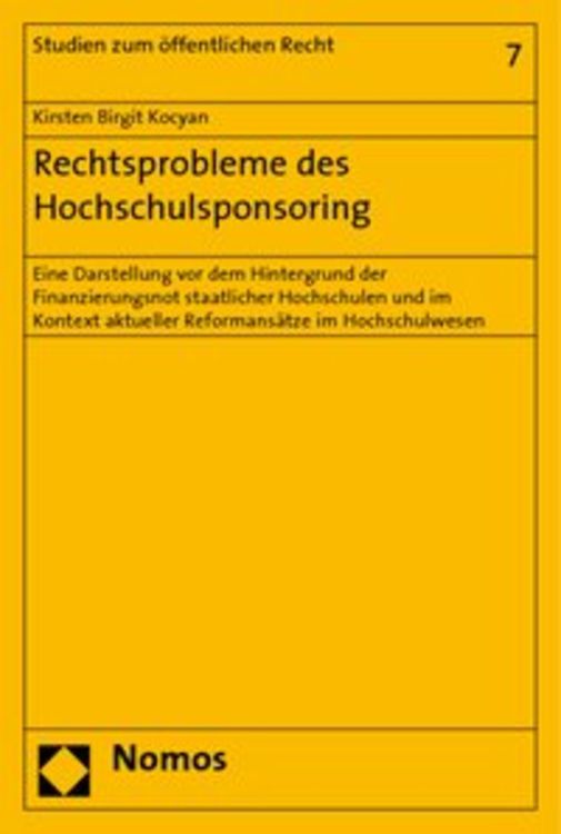 Produktbild: Rechtsprobleme des Hochschulsponsoring