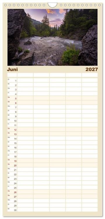 Produktbild: Familienplaner 2027 - Flusswelt Schweiz mit 5 Spalten (Wandkalender, 21 x 45 cm) CALVENDO