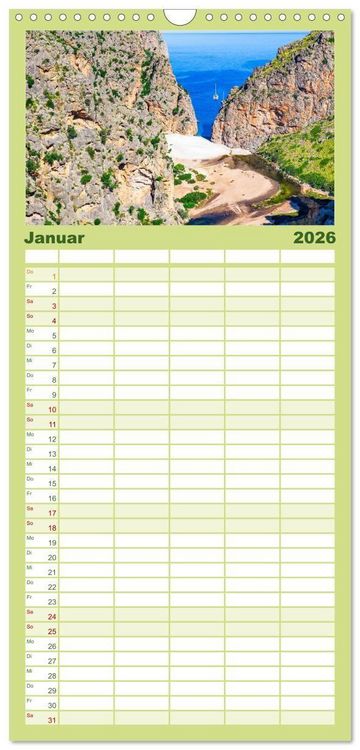 Produktbild: Familienplaner 2026 - Mallorca - einzigartige Luftbildaufnahmen mit 5 Spalten (Wandkalender, 21 x 45 cm) CALVENDO