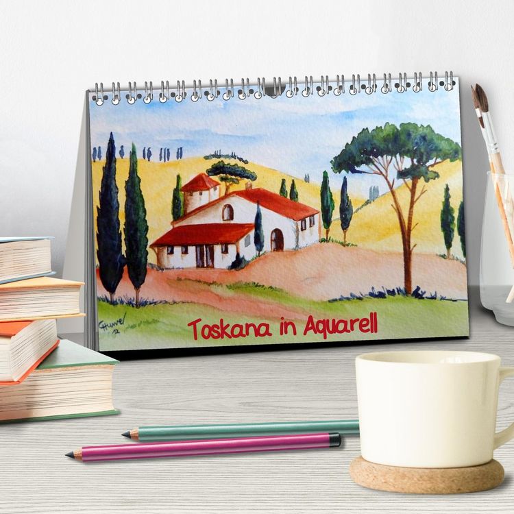 Produktbild: Toskana in Aquarell (Tischkalender 2026 DIN A5 quer), CALVENDO Monatskalender