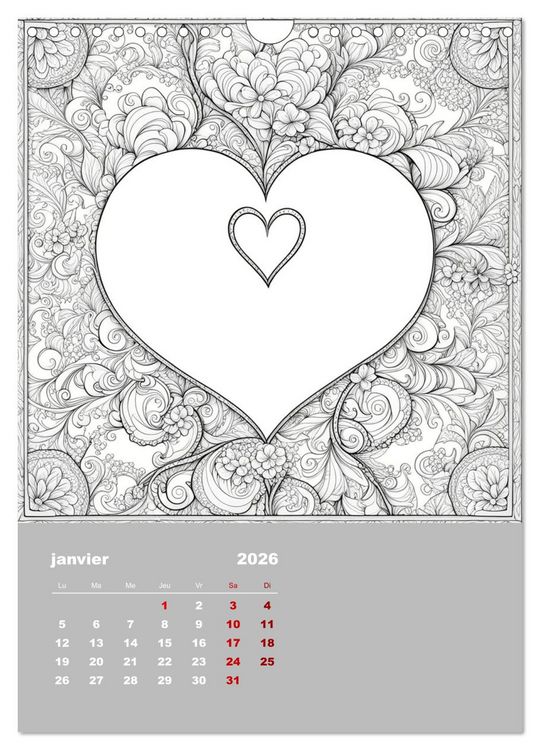 Produktbild: Coloriage (Calendrier mural 2026 DIN A4 horizontal), CALVENDO calendrier mensuel